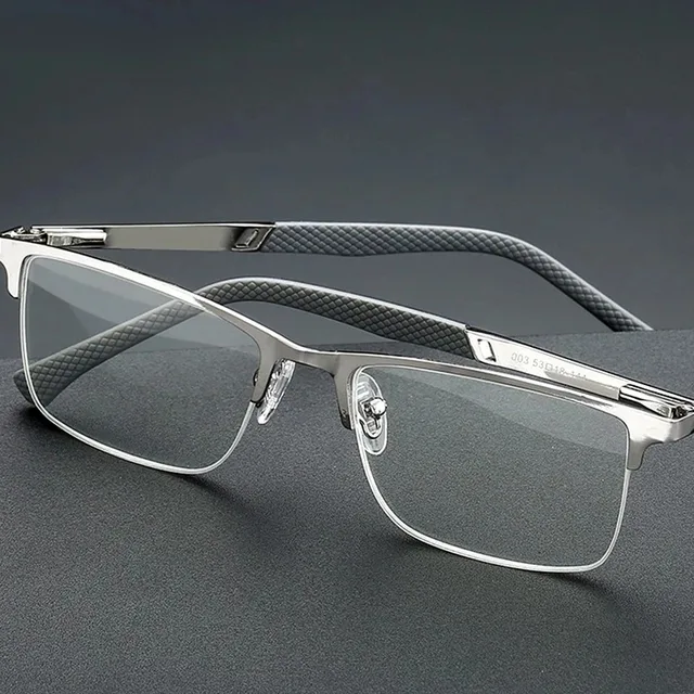 Lunettes de lecture demi-monture en métal pour hommes, monture de lunettes bloquant la lumière bleue, Type d'affaires, lunettes de Prescription de haute qualité 1