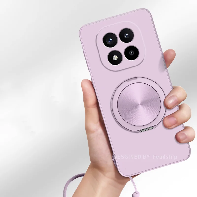Luxury Magnetic Silicone Phone Case with Holder and Screen Film