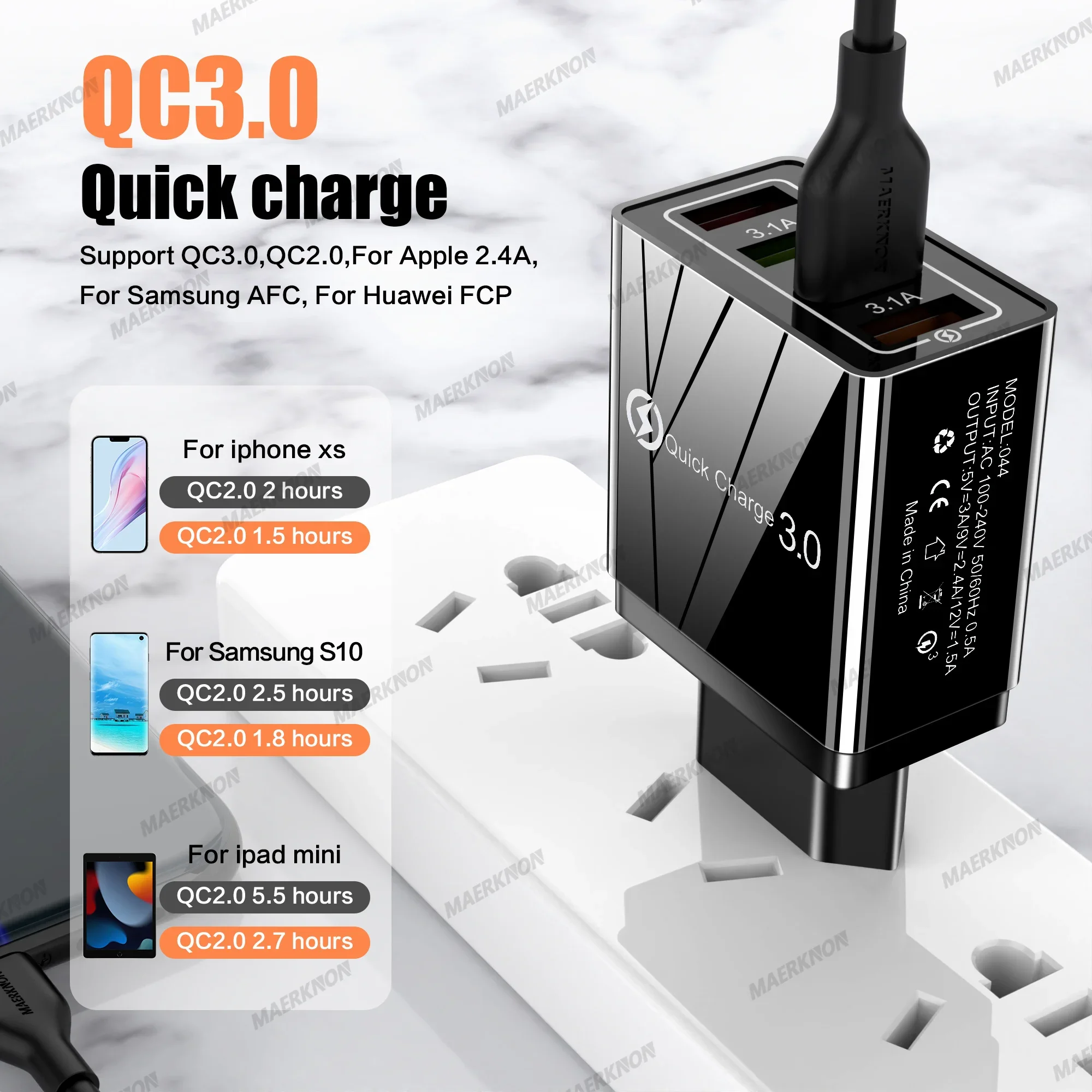 3Pcs USB Charger 4 Ports Quick Charge 3.0 Wall Charger For iPhone 15 Samsung Xiaomi Huawei USB Fast Charge Phone Power Adapter