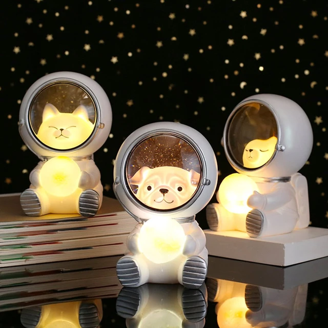 Chat de l'espace Astronaute Veilleuse Enfant, lampe chat 3d Avec