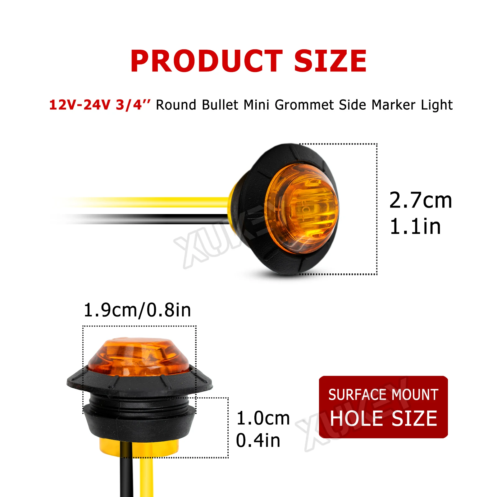 10pcs 9LED 12-24V Luci Laterali Indicatore Lampada di Svuotamento Della