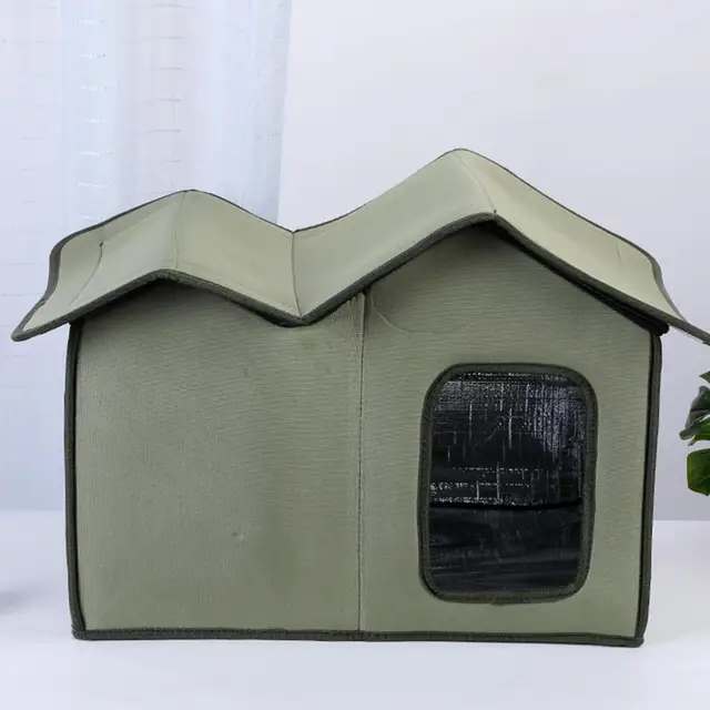 Feral Cat House Large Insulated Cat Shelter Waterproof Weatherproof Pet House with Transparent Door Washable Cat Hut for Cat Dog 2