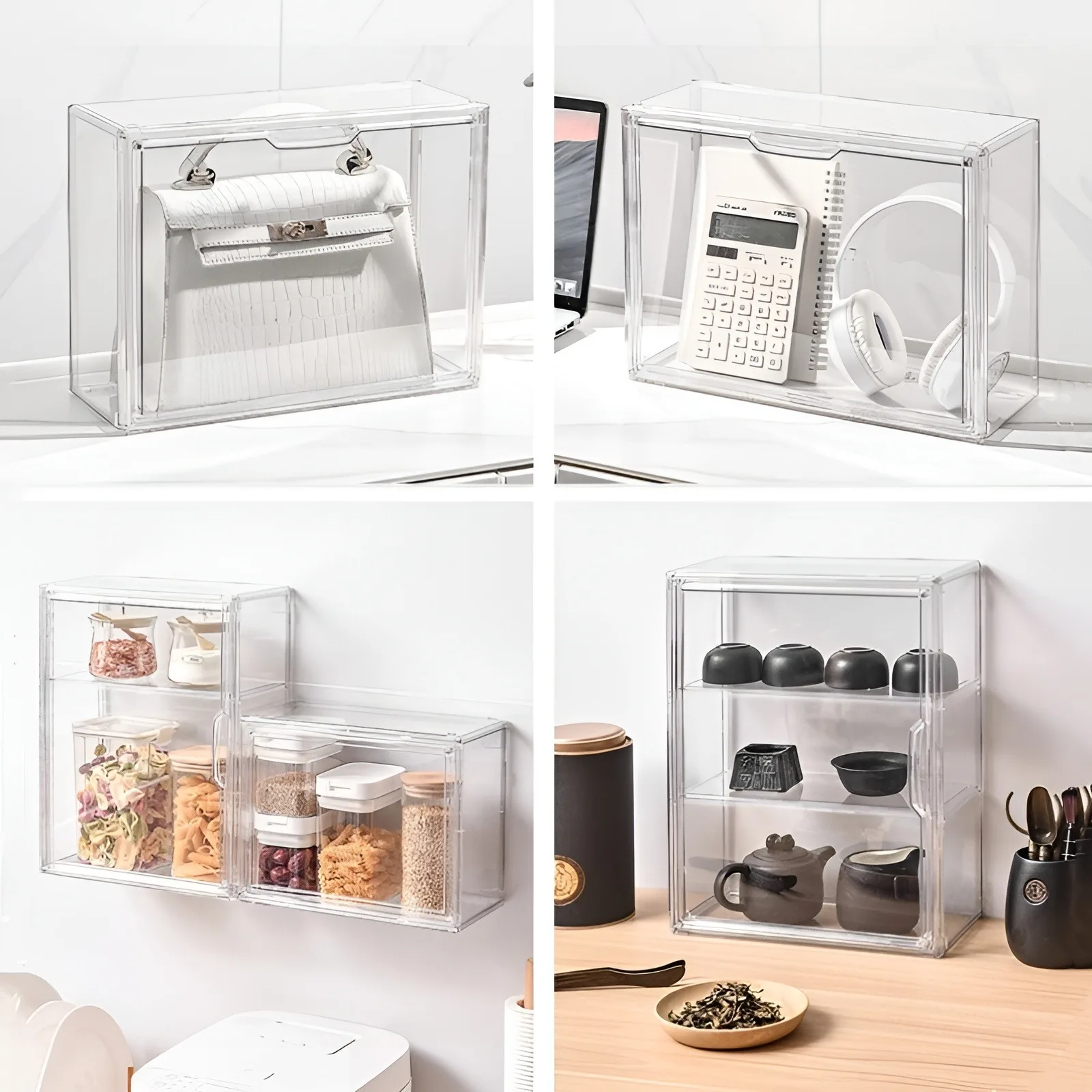 Clear Storage Case, Dustproof Wall Storage Box, Cosmetic Skincare Containers, Cosmetic Display Cases, Layered Makeup Organizer 5