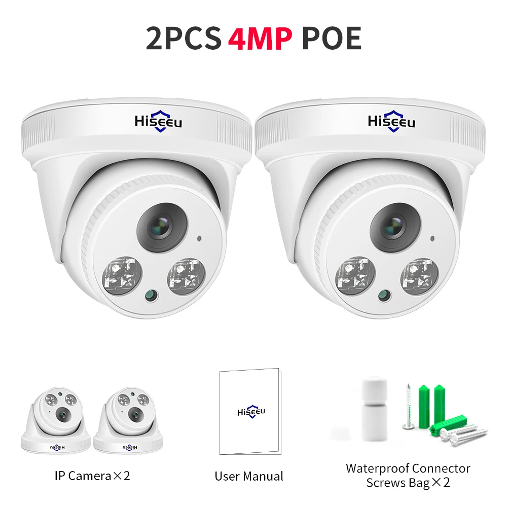 كاميرا Hiseeu H.265 + 4MP 5MP POE IP قبة CCTV ONVI...