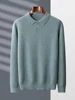 High-end 100% Goat Cashmere Sweater Men's POLO Collar Pullovers Autumn Winter New Long Sleeve Shirt Fashion Knitted Men's Jacket 3