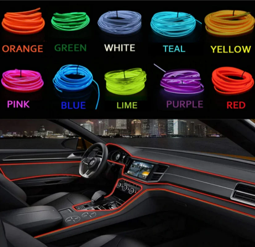 Ledインテリアカーライトストリップ 1m 2m 3m 車内用 ムビネット装飾 柔軟なネオンライトコード 車のヘッドライトの球 Led Aliexpress