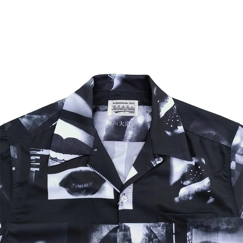 WACKO MARIA Fashion Prints Lips Shirts High Quality Mens Womens Casual Loose Hip Hop Brand Hawaii Short Sleeve Shirts 6