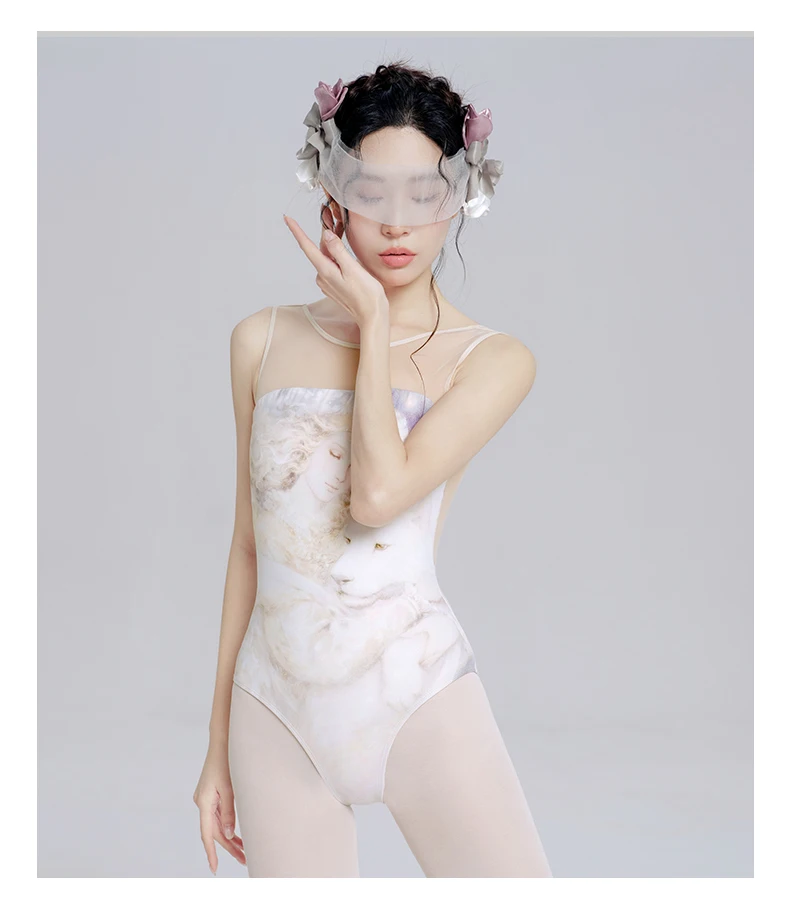 Frauen Ballett Trikot Druck Ärmellose Weste Tanz Trikot Erwachsene Ballett Body – Detail 10