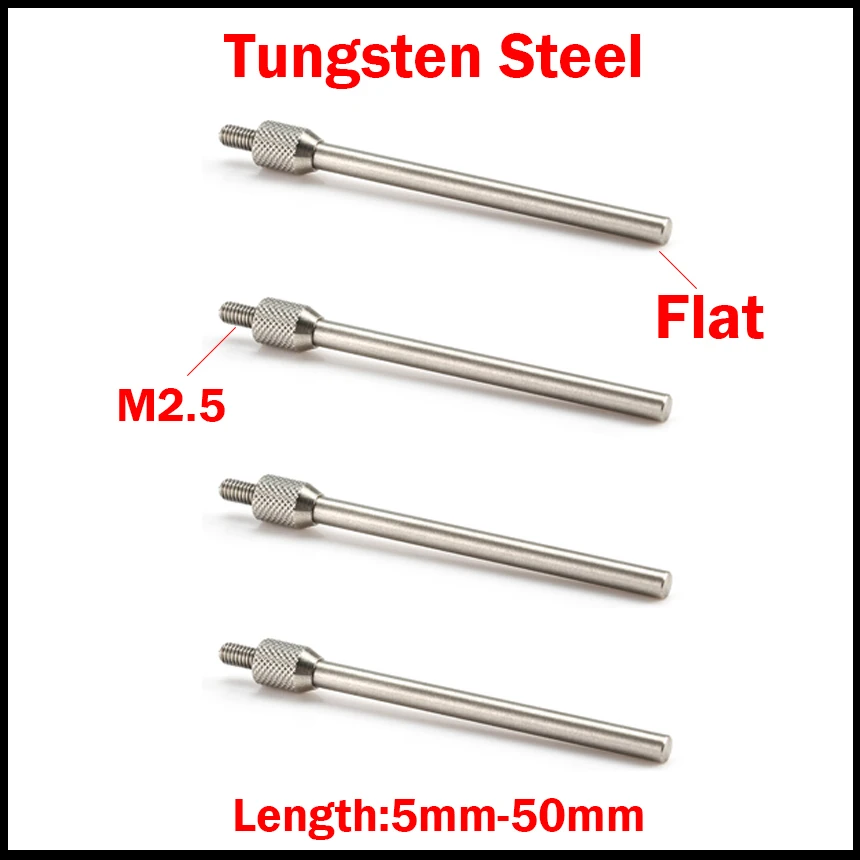 

0.5mm OD M2.5 Thread 5mm 10mm 15mm 20mm Measuring Length Tungsten Steel Guage Micrometer Pin Flat Head Dial Indicator Tip Probe