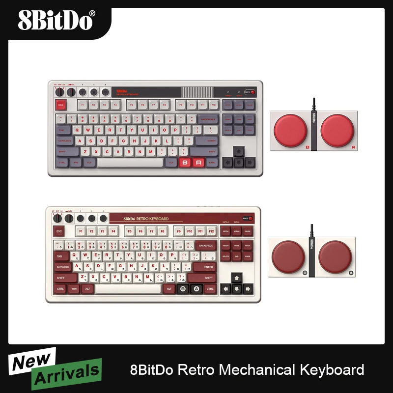Aknes 8Bitdo Tastiera Meccanica Retrò Bluetooth/2.4G/Usb-C Tastiere Da Gioco Intercambiabili A Caldo Per Finestre E Accessori Android