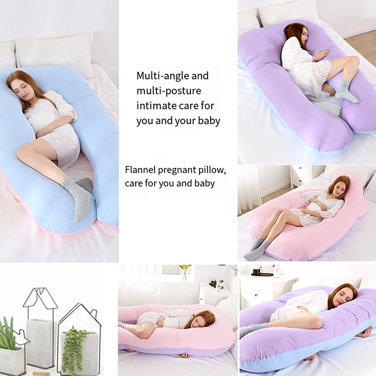 U-shaped maternity pillow waist support pillow core side sleeping disassembled washable nursing