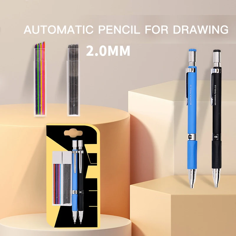 CHEN LIN 2.0mm Mechanical Pencil Set 2B Automatic Pencils with Color/Black Lead Refills for Drawing Writing Student Stationery v slot nema 23 linear actuator bundle diy t8 lead screw driven kit with 1 26n m nema 23 stepper motor 250mm 500mm 1000mm