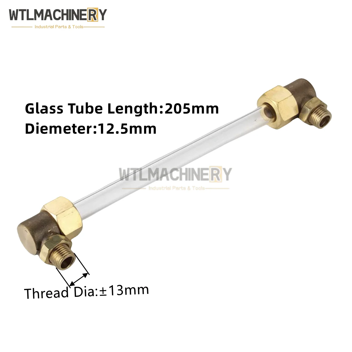 Glass Tube Water Level Gauge Elbow Joint Water Level Gauge Tube length 205mm Copper Joint Liquid Elbow