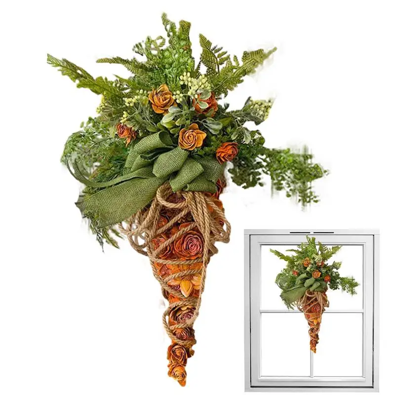

Гирлянда для украшения спереди в рустикальном стиле, декоративный венок с морковкой, подвесное окно, праздничные принадлежности для дома