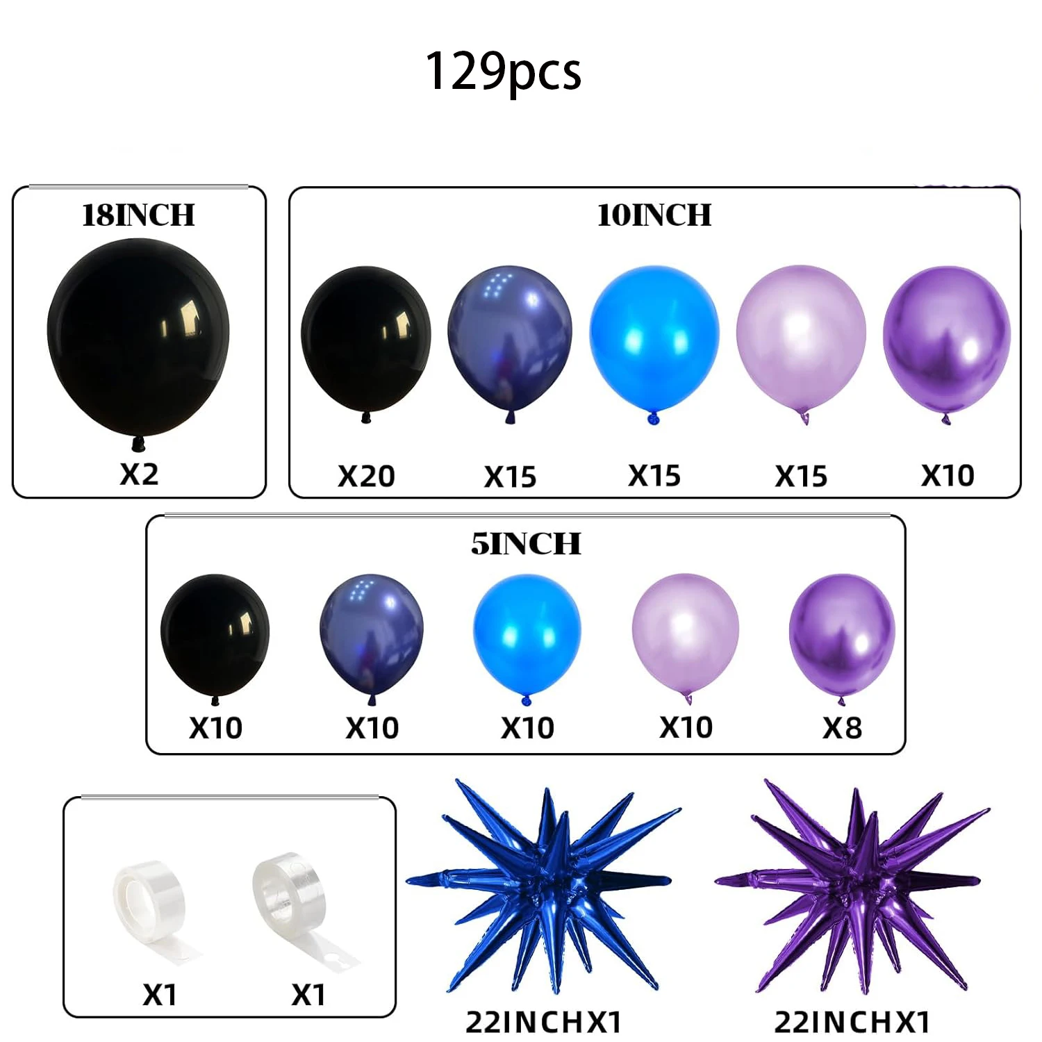 Blue Purple Series Balloon Arch Set Contains Purple Light Blue Balloons and Beauty Suitable for Theme Birthday Party Decoration