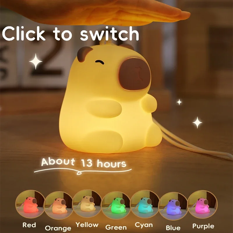 Night Light for Kids, 7 Color Changing BPA-Free Silicone Lamp with Touch Control, Eye Protection, Rechargeable