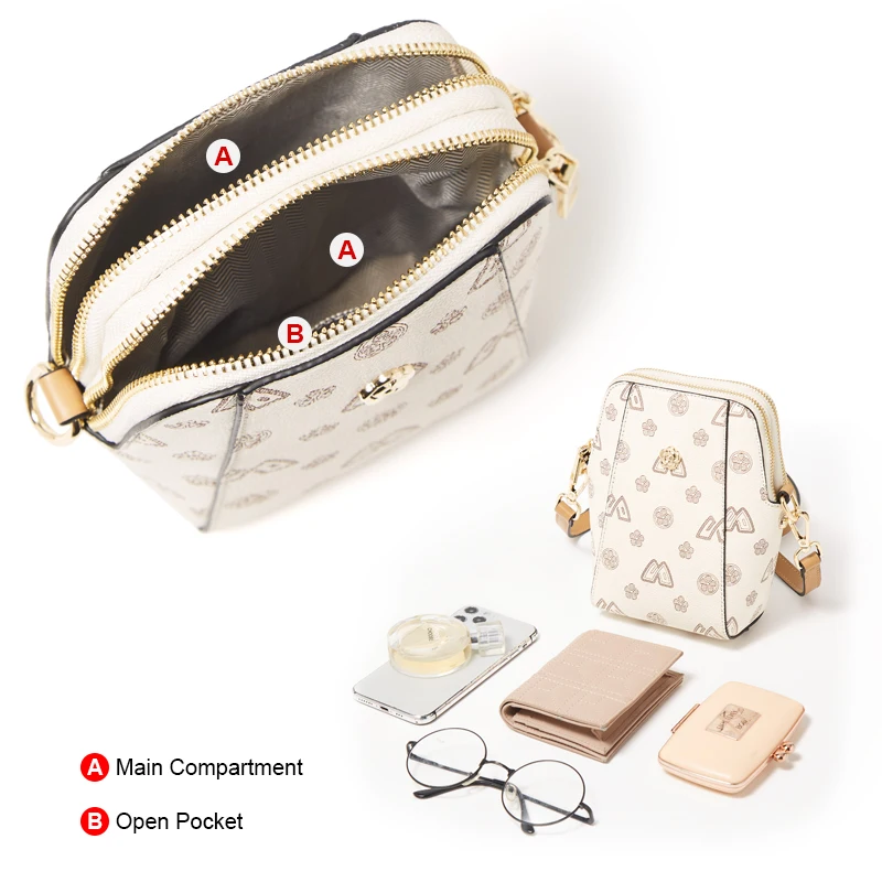 FOXER Design PVC Leather Letter Prints Girl’s Shoulder Crossbody Bag Vintage Messenger Bags Women Travel Vegan Lady Phone Pocket
