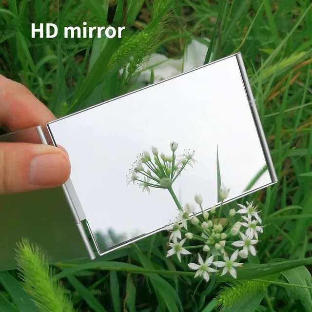 Miroir pliant en aluminium de poche, Mini miroirs de maquillage portables, petit miroir de voyage, vanité, outils cosmétiques compacts pliables 4
