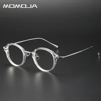 MOMOJA роскошные титановые оправы для очков из ацетата, новые ретро круглые высококачественные оптические очки по рецепту для мужчин и женщин KMN182