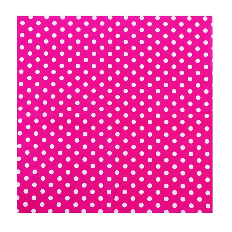 Paper Napkins 20pcs/Pac 33*33cm 2-Ply Colourful Printed Napkins Six Colour Polka Dot Folded Napkins All Party Placemats