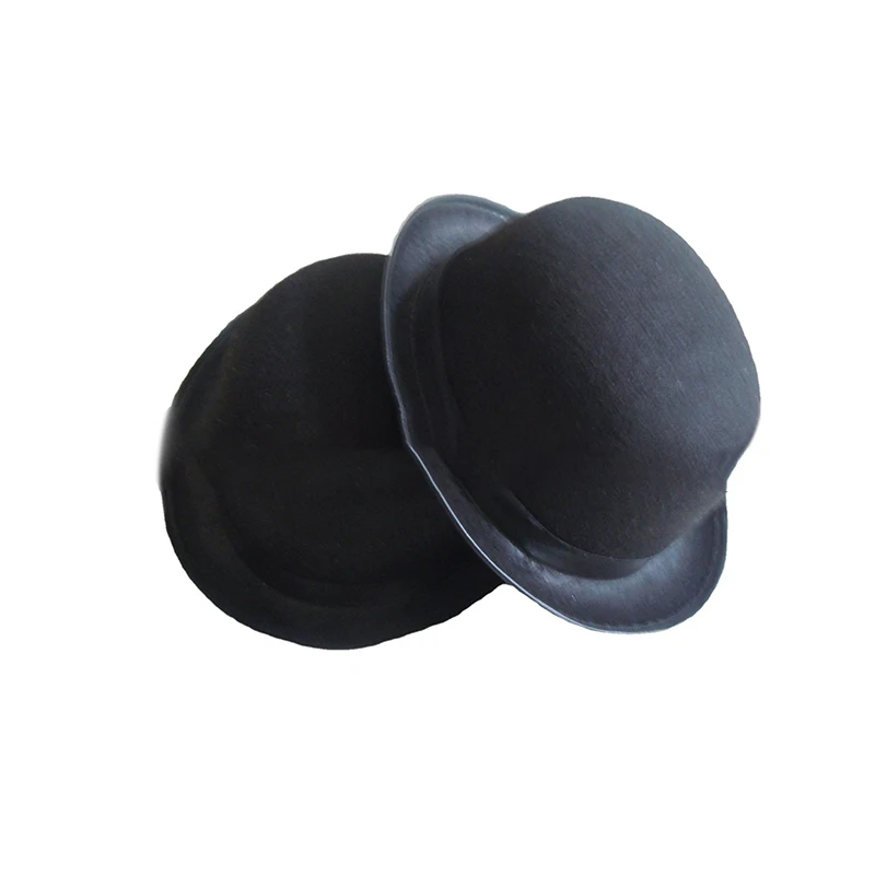 Bowler Hat Vintage Felt Derby Hat For Men And Women Round Cloche Upturn Brim Church Hats With Black Ribbon Derby