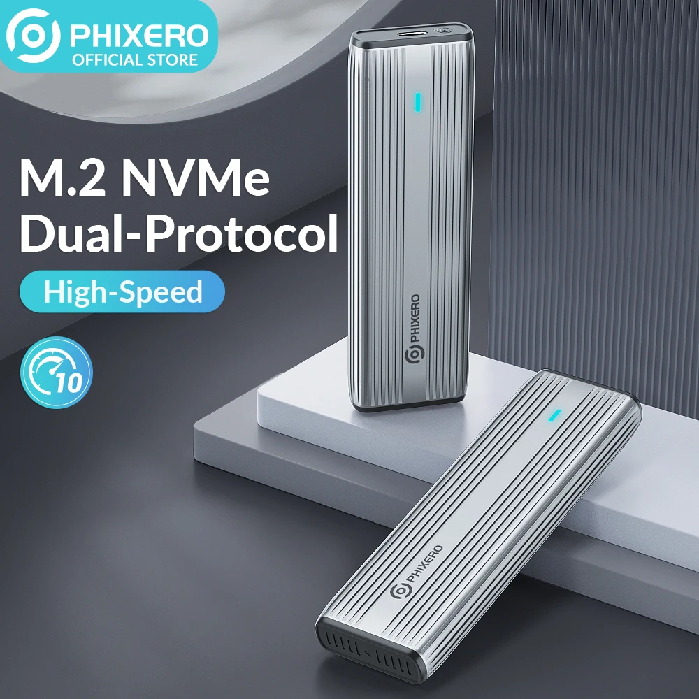Ssd enclosure external hard drive case external hard drive box hard disk case hdd case enclosure hard drive enclosure PHIXERO SSD NVMe M.2 enclosure dual portocol NVMe to USB adapter NGFF SATA external case USB 3.2 Type C 10Gbps HD storage box