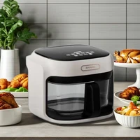 GEMING Transparent Glass Machine Multifunctional Professional Chips Stainless Steel Wire Mesh Air Fryer with Deep Pot 2