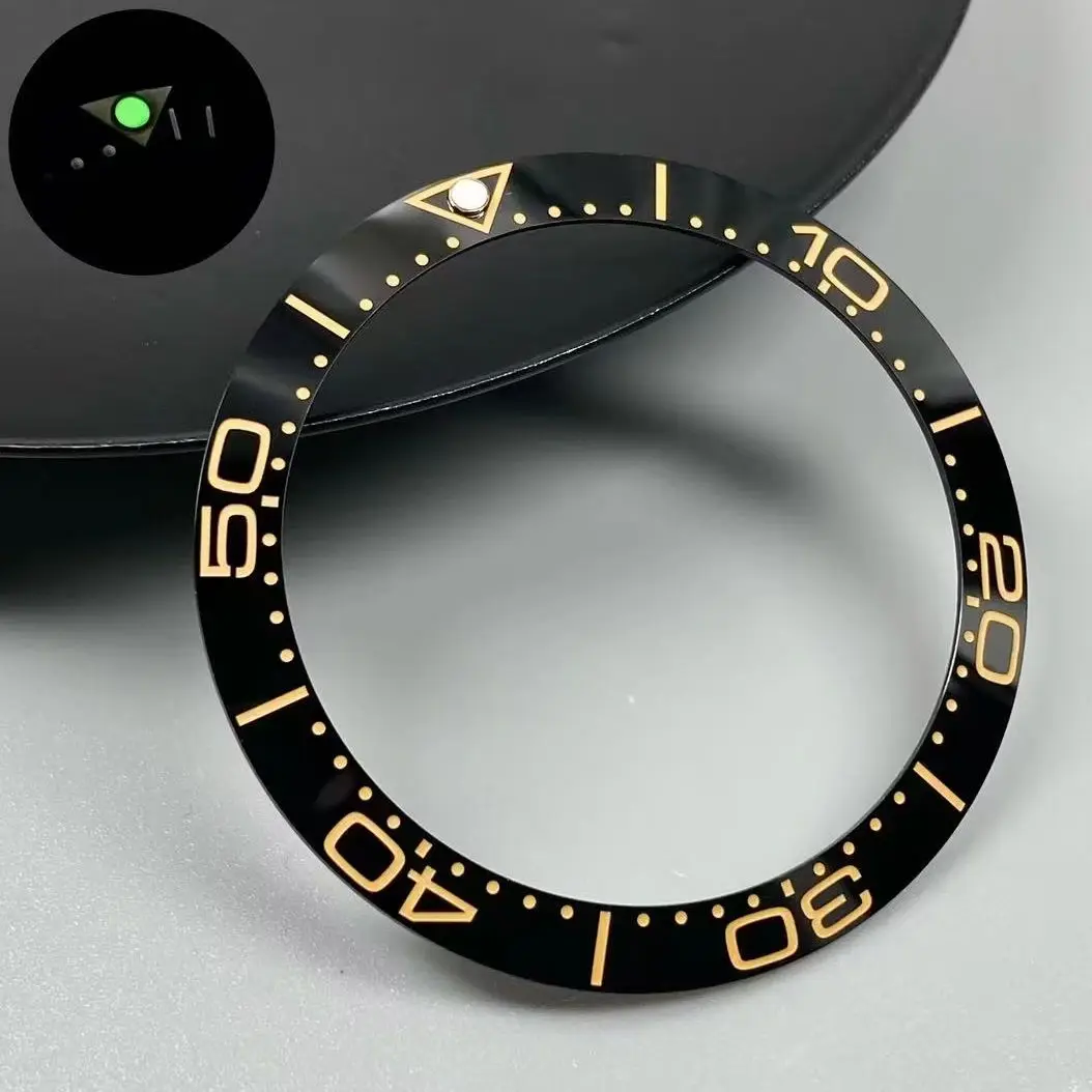 Blue/Green Luminous 38mm Tilted Ceramic Bezel Insert Ring
