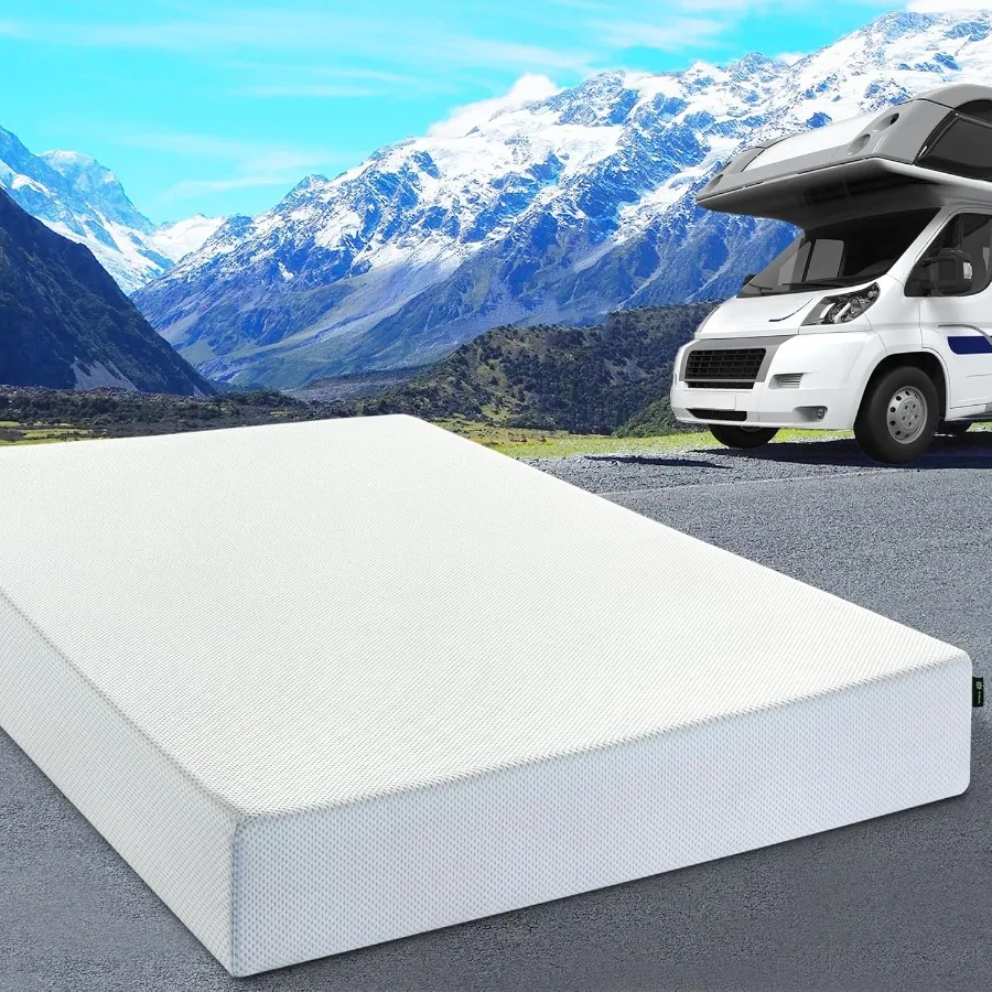 8 Inch Green Tea Cooling Memory Foam Mattress [New Version] Short Queen Fiberglass Free Medium Firmness Cooling Gel Foam Certif