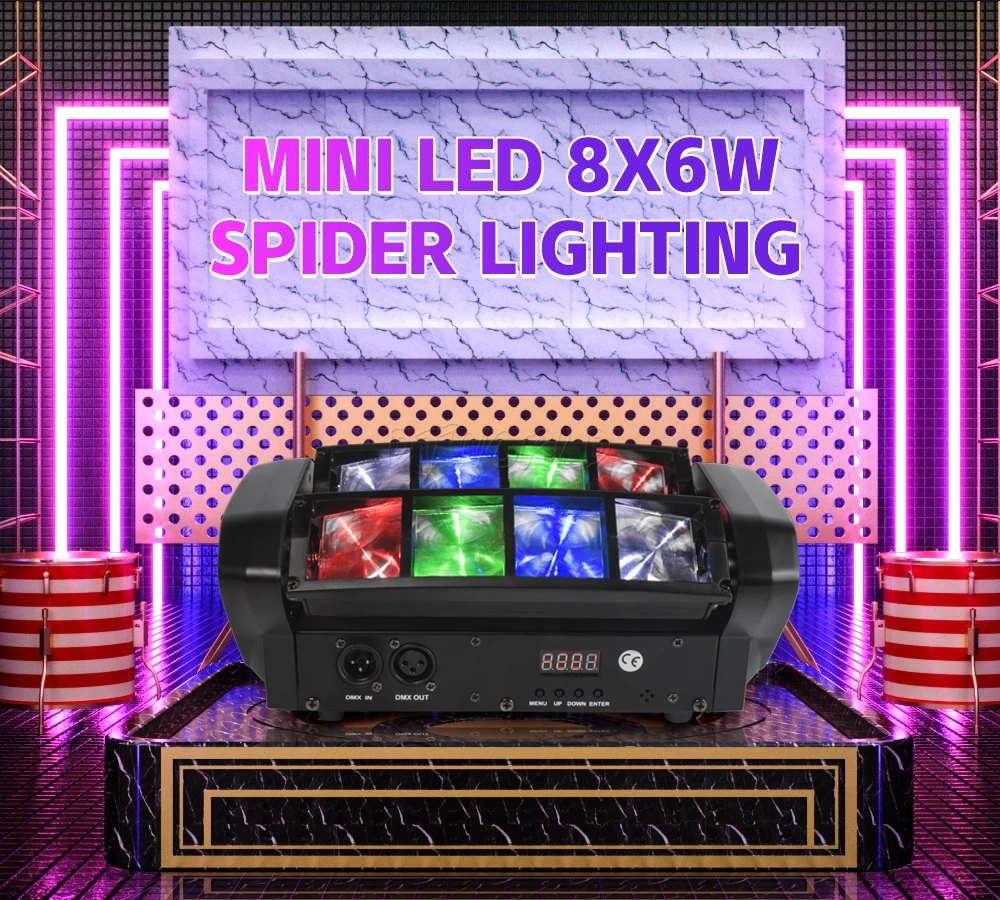 

1/2/4pcs New Mini LED Beam 8 Eyes Spider 8x6w RGBW 4in1 Beam Moving Head Light DMX512 For Home Party DJ Disco Stage Effect