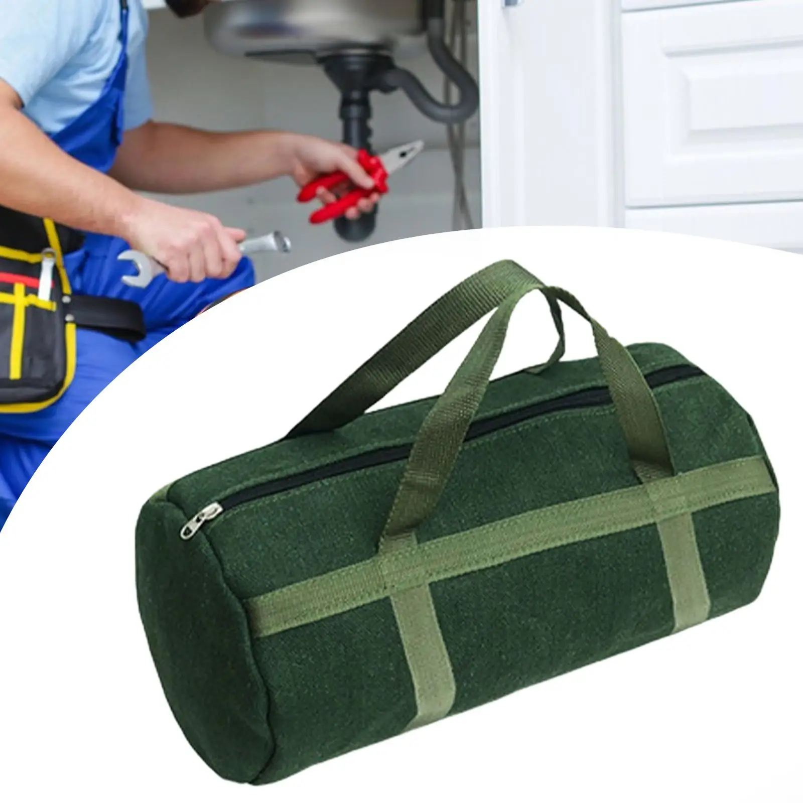 Heavy Duty Tools Case Multipurpose Wide Mouth Zippered Tool Organizer Bag for Plumber Carpenter Worker Electrician Woodworker
