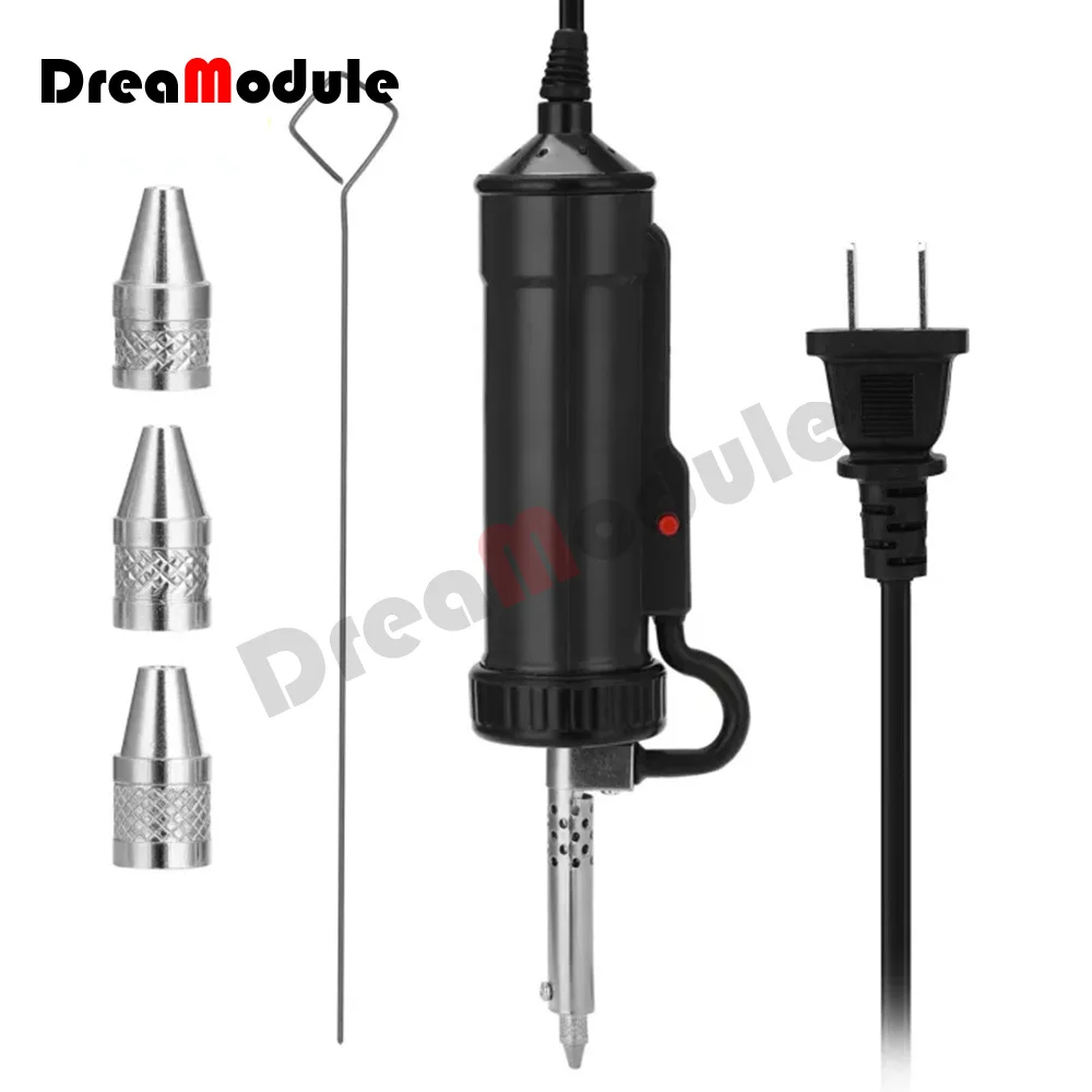

Desoldering Machine Automatic Portable Electric Solder Tin Sucker Vacuum Soldering Remove Pump with 3 Suction Nozzle AC 110/220V