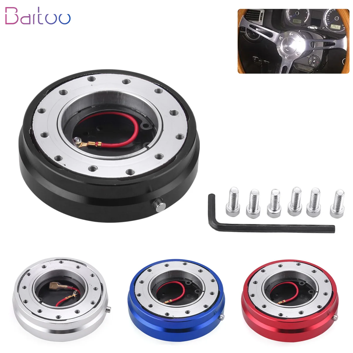 Stuurwiel hub paddles Universal Quick Release Hub Volante Quick Release Hub Adapter Verwisselbare Snap Off Boss Kit 6 Hole Racing Steering Wheel (Kleur : Red