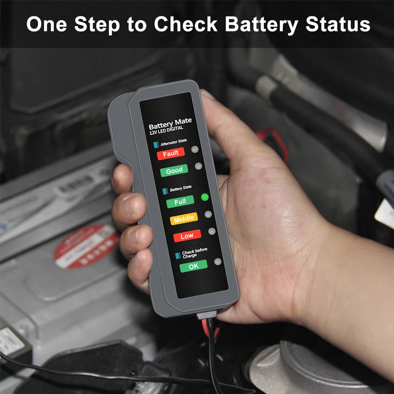 12V Car Battery Tester Digital Alternator Tester with 6 LED Lights Car Battery Tester Analyzer Professional Auto Diagnostic Tool