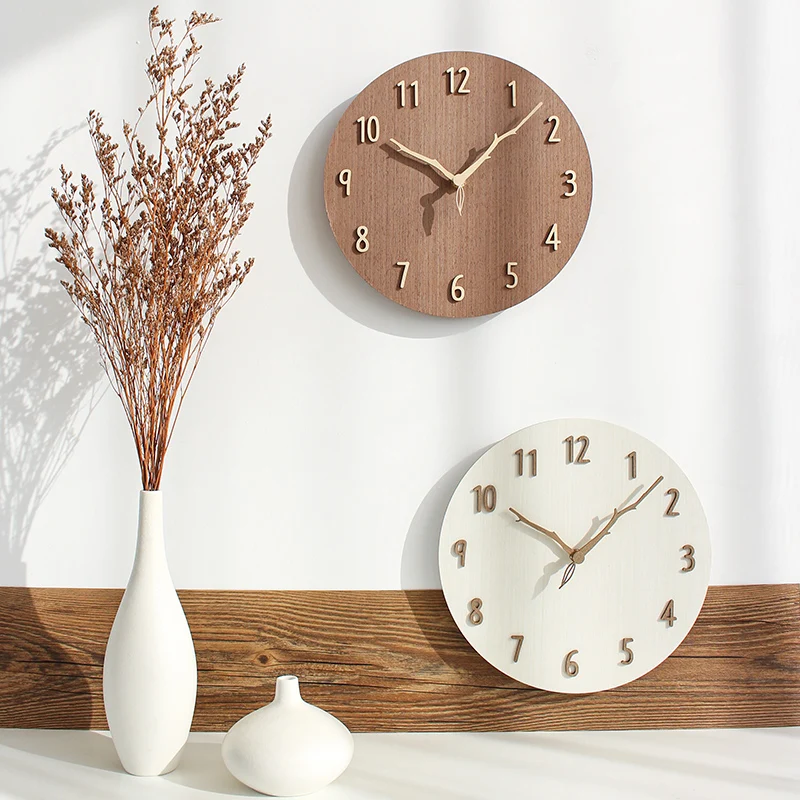

Korean Creative Wall Clock Living Room Clock Home Fashion Mute Wooden Simple Modern Clock Wall Watch