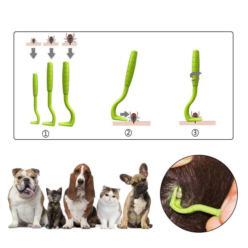 3pcs Remover Tweezer Tick Flea Remover Hook Tick Pull Pet Cat Dog Tick Clamp Accessaries Pet Mite Flea Extractor Dog Accessarie_voghion.com