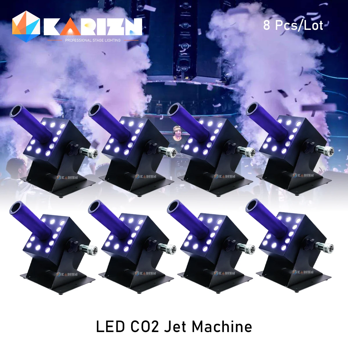 0 Tasse 8 Pezzi Stage Co2 Jet Machine Jet Smoke Machine Co2 Blaster Cannon Nightclub Cryo Cannon Dmx Jet Per Discoteca Club Dancing Hall
