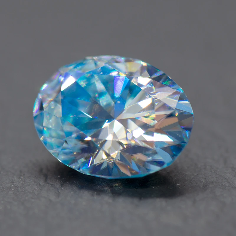 Moissanite Stone Ice Blue Colour Oval Cut Lab Created Synthetic Gemstone Passed Diamond Tester Comes with GRA Certificate