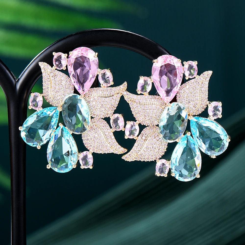 Missvikki Luxury Shiny  Earrings Trendy Cubic Zircon Romantic Sweet High Quality for women Wedding Engagement Party JEWELRY GIFT