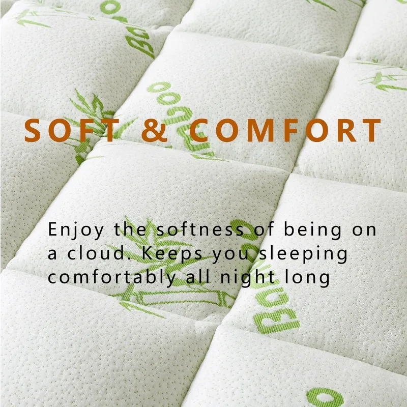 Bamboo_Viscose Mattress Topper Queen Size, Cooling Extra Thick Breathable Mattress pad 2