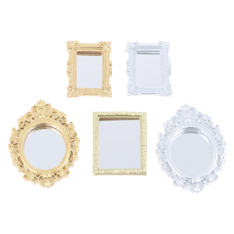 

1/12 Dollhouse Frame Accessories Furniture Miniature Mirror Wall Dollhouse Room Mirror Toys Accessories