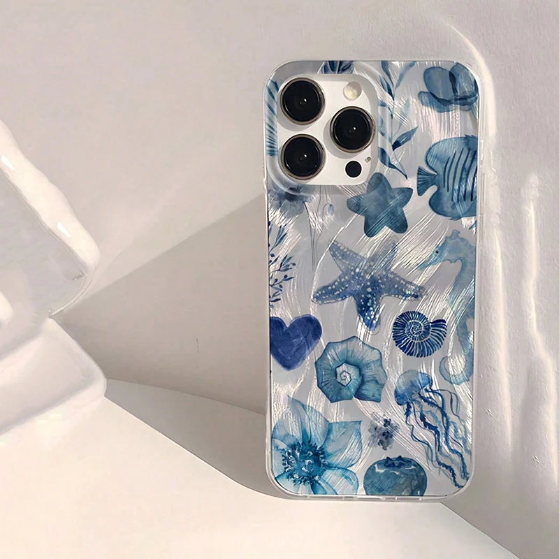Beach Blue Ocean Element Lip Print Phone Case Cover