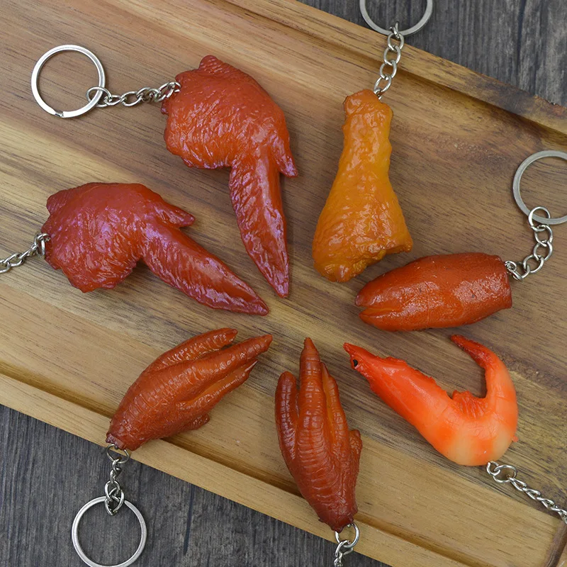Creative simulation food key chain PVC model Gift Soft glue fake braised pork belly pork trotter roast chicken pendant 3