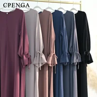 Abaya-Robe de Couleur Unie pour Femme Musulmane, Vêtement d'Église Islamique, Élégant, à la Mode, pour Ramadan Arabe, Dubaï, Turquie, 2025 5