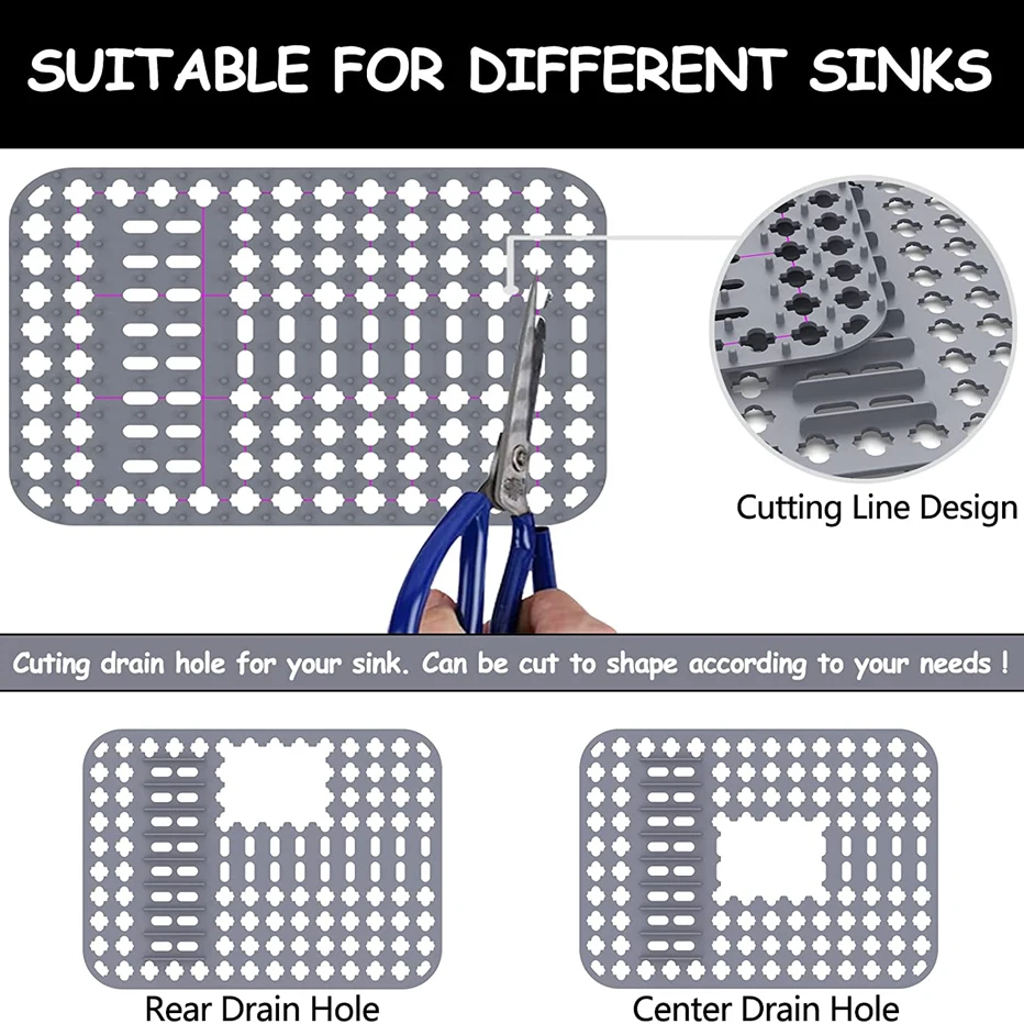 Kitchen Sink Protector Mat Pad Set, 3 Piece Combo Set Includes -2 Sink Mats - 1
