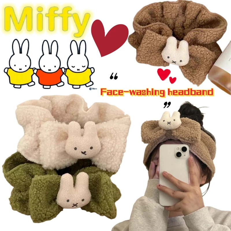 Miffy Rabbit Anime Merchandise Second-Edition Stretch-Haarband Süßes und Niedliches Stirnband für Mädchen zum Gesichtwaschen und Schminken
