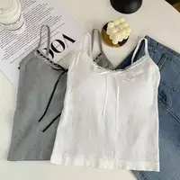 Chaud élégant dentelle Sexy gilet été décontracté sans manches t-shirts fille mince Camisole INS Y2k Streetwear dos nu gilet avec rembourré 6