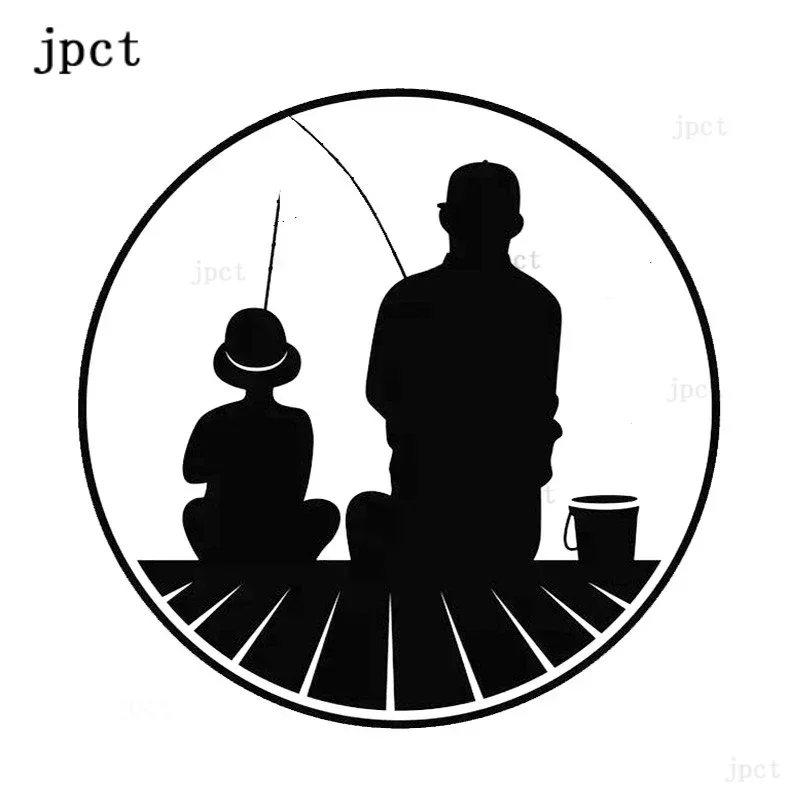 JP fashion Decal father and son son family fishing automobile modeling motorcycle interesting waterproof sticker 16cm * 16cm