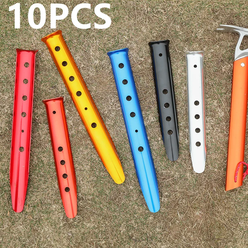 Tent Pegs Camping Tent Accessories Camping Tent Fasteners 10 pcs Aluminum U-Shaped Tent Nail Tent Stakes Snow Peg Sand Peg 31cm