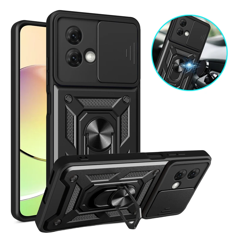 Per Moto G84 5G Custodia Supporto Magnetico Ring Custodie Per Telefono Per Motorola Moto G84 G 84 2023 Moto G84 Slide Camera Protect Cover Posteriore